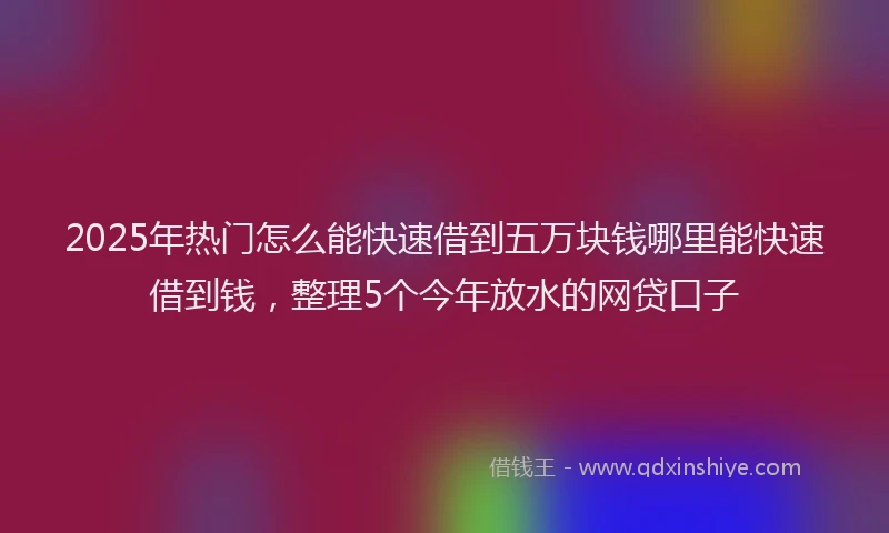 2025年热门怎么能快速借到五万块钱哪里能快速借到钱，整理5个今年放水的网贷口子