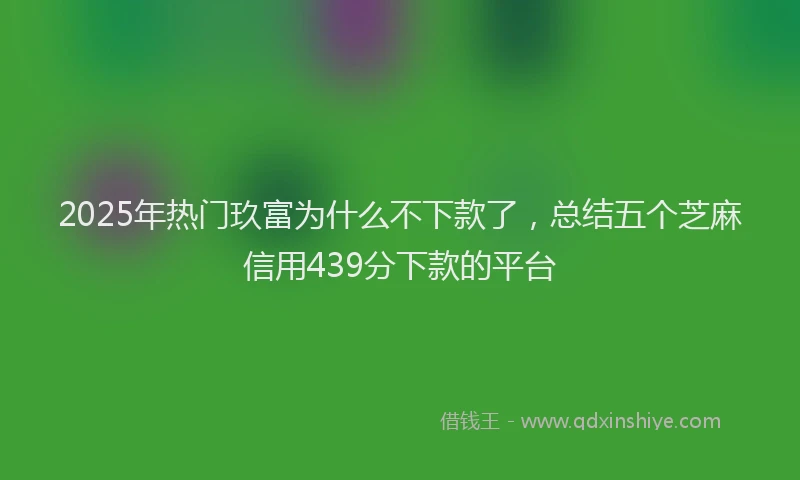 2025年热门玖富为什么不下款了，总结五个芝麻信用439分下款的平台