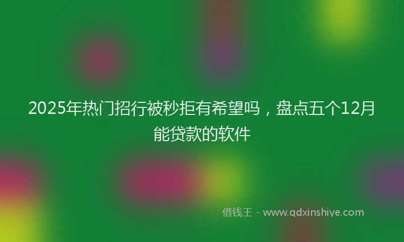 2025年热门招行被秒拒有希望吗，盘点五个12月能贷款的软件