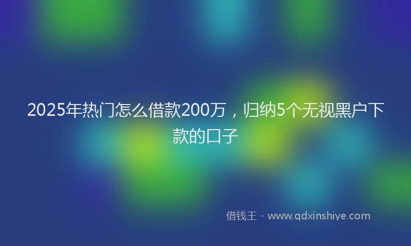 2025年热门怎么借款200万，归纳5个无视黑户下款的口子