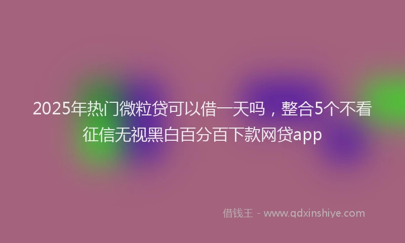 2025年热门微粒贷可以借一天吗，整合5个不看征信无视黑白百分百下款网贷app