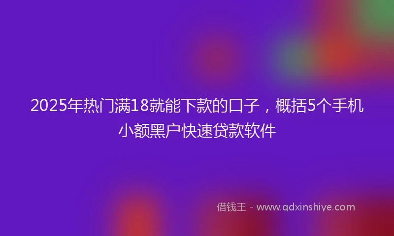 2025年热门满18就能下款的口子，概括5个手机小额黑户快速贷款软件