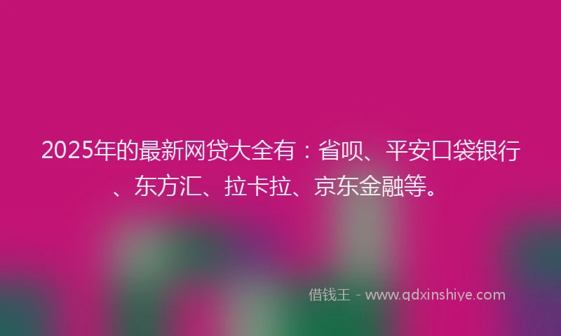 2025年的最新网贷大全有：省呗、平安口袋银行、东方汇、拉卡拉、京东金融等。