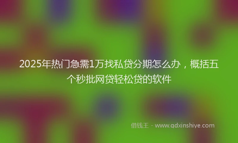 2025年热门急需1万找私贷分期怎么办，概括五个秒批网贷轻松贷的软件