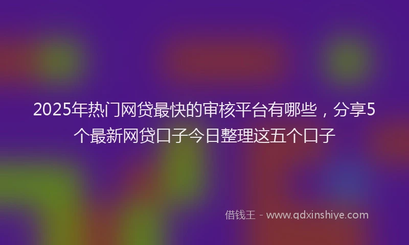 2025年热门网贷最快的审核平台有哪些，分享5个最新网贷口子今日整理这五个口子