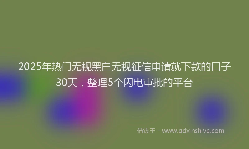 2025年热门无视黑白无视征信申请就下款的口子30天，整理5个闪电审批的平台