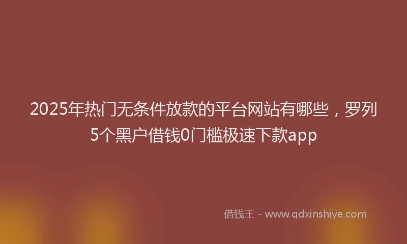 2025年热门无条件放款的平台网站有哪些，罗列5个黑户借钱0门槛极速下款app