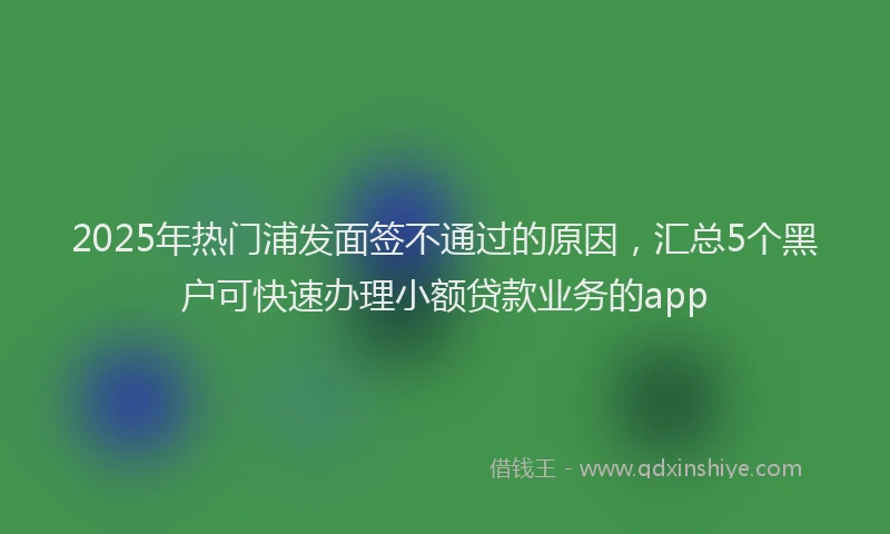 2025年热门浦发面签不通过的原因，汇总5个黑户可快速办理小额贷款业务的app