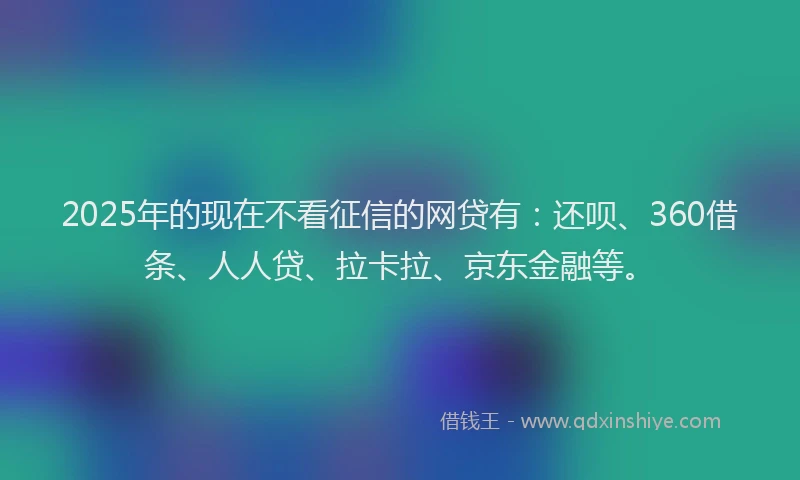 2025年的现在不看征信的网贷有：还呗、360借条、人人贷、拉卡拉、京东金融等。