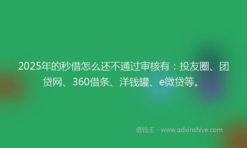 2025年的秒借怎么还不通过审核有:投友圈、团贷网、360借条、洋钱罐、e微贷等。