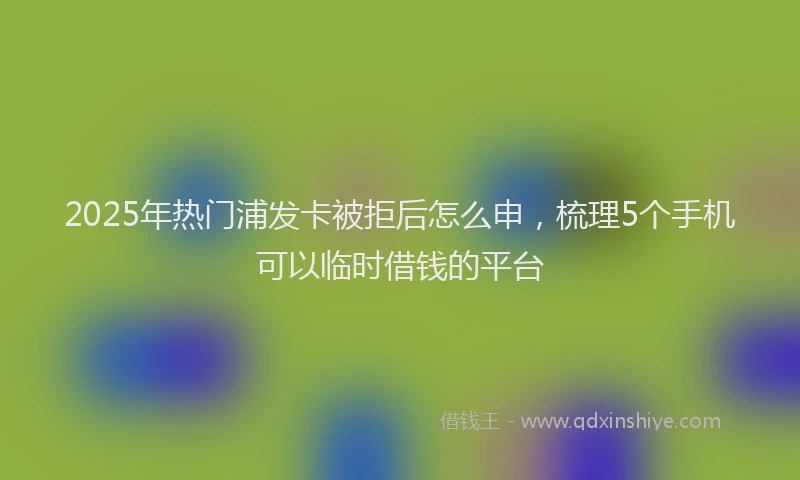 2025年热门浦发卡被拒后怎么申，梳理5个手机可以临时借钱的平台