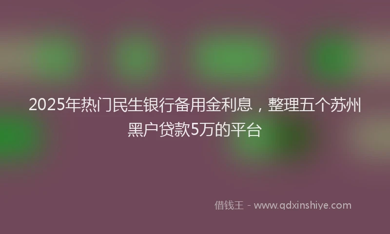 2025年热门民生银行备用金利息，整理五个苏州黑户贷款5万的平台