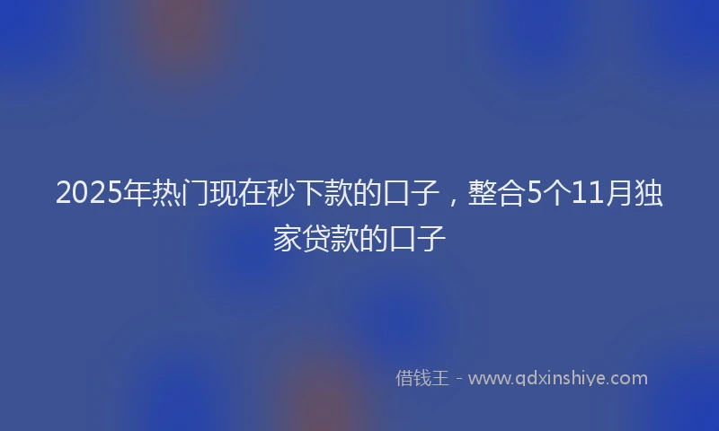 2025年热门现在秒下款的口子，整合5个11月独家贷款的口子