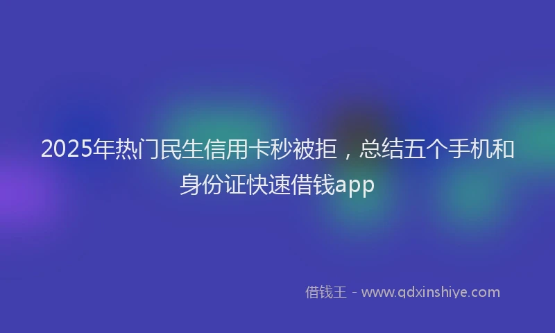 2025年热门民生信用卡秒被拒，总结五个手机和身份证快速借钱app