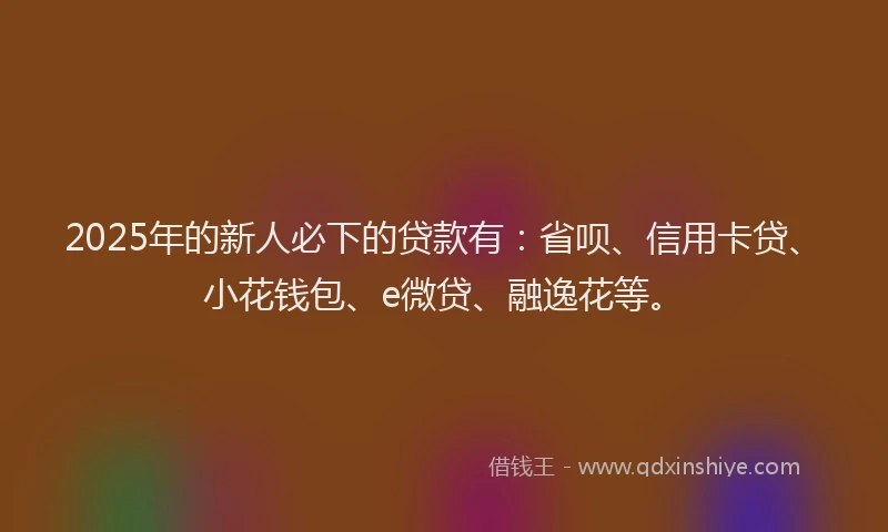 2025年的新人必下的贷款有：省呗、信用卡贷、小花钱包、e微贷、融逸花等。