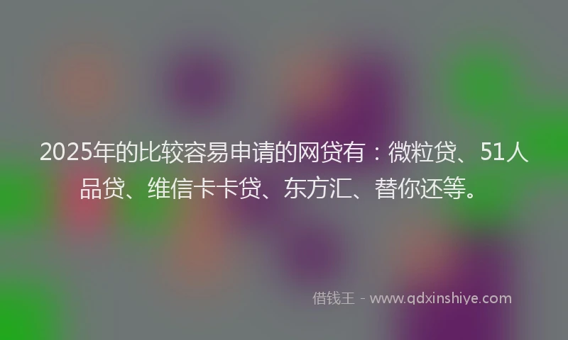 2025年的比较容易申请的网贷有：微粒贷、51人品贷、维信卡卡贷、东方汇、替你还等。
