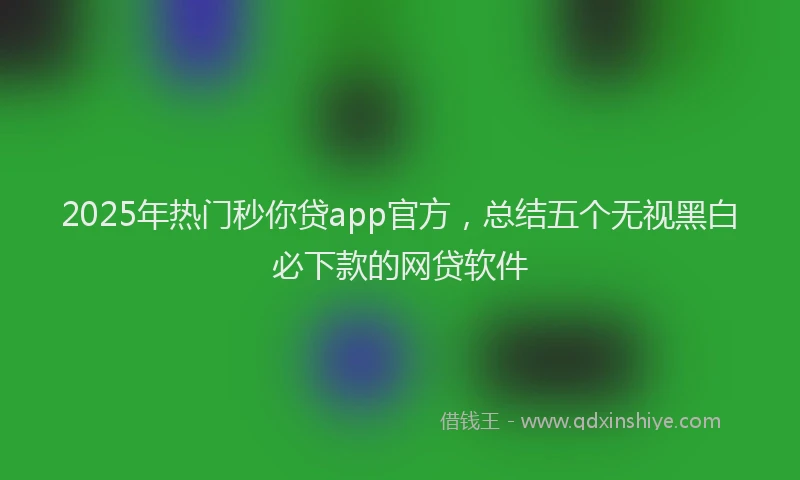 2025年热门秒你贷app官方，总结五个无视黑白必下款的网贷软件