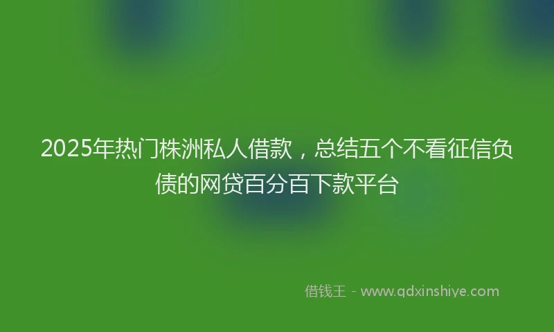 2025年热门株洲私人借款，总结五个不看征信负债的网贷百分百下款平台