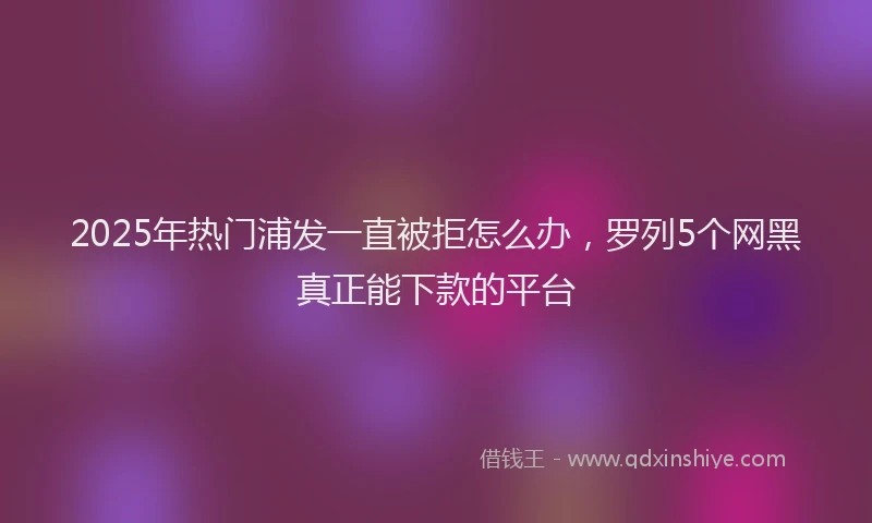 2025年热门浦发一直被拒怎么办，罗列5个网黑真正能下款的平台