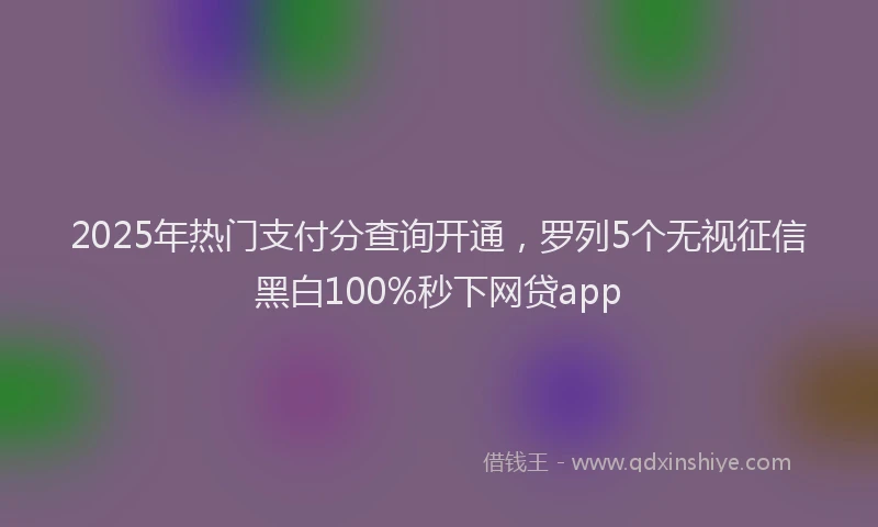 2025年热门支付分查询开通，罗列5个无视征信黑白100%秒下网贷app