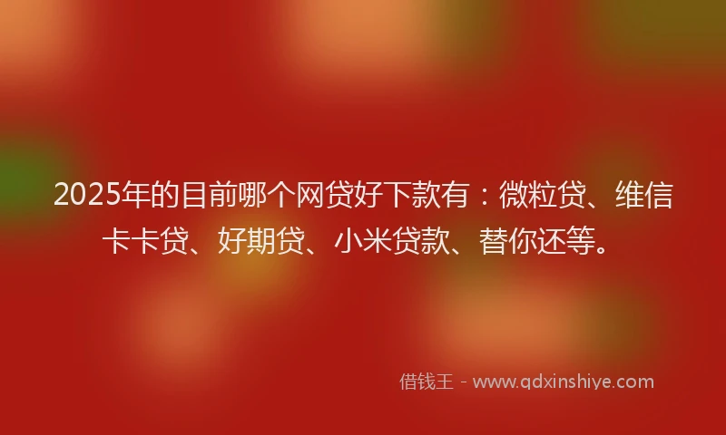 2025年的目前哪个网贷好下款有：微粒贷、维信卡卡贷、好期贷、小米贷款、替你还等。