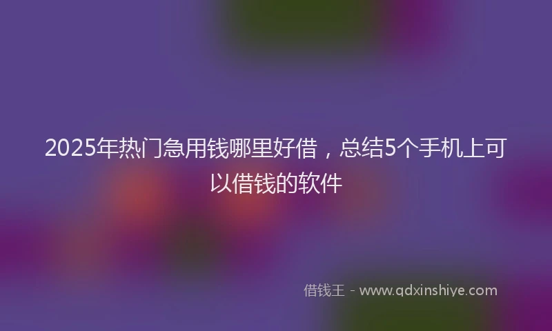 2025年热门急用钱哪里好借，总结5个手机上可以借钱的软件