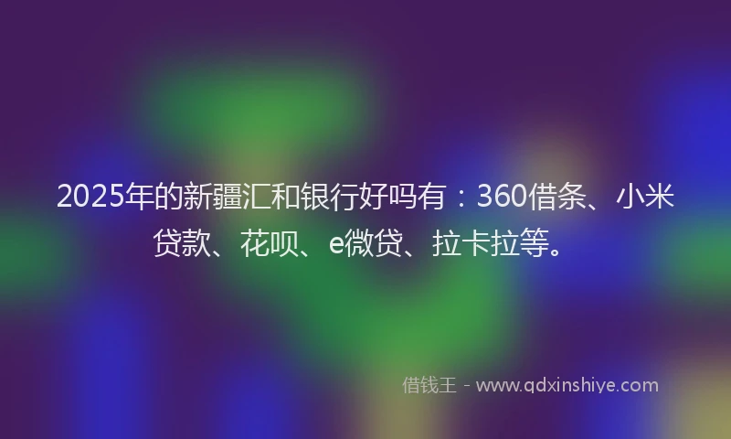 2025年的新疆汇和银行好吗有：360借条、小米贷款、花呗、e微贷、拉卡拉等。