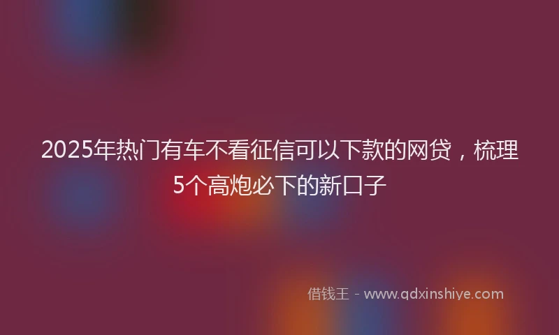 2025年热门有车不看征信可以下款的网贷，梳理5个高炮必下的新口子
