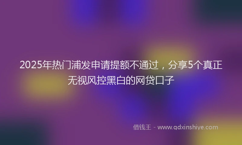 2025年热门浦发申请提额不通过，分享5个真正无视风控黑白的网贷口子