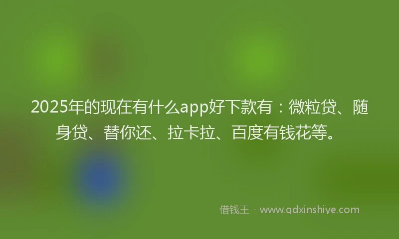 2025年的现在有什么app好下款有：微粒贷、随身贷、替你还、拉卡拉、百度有钱花等。