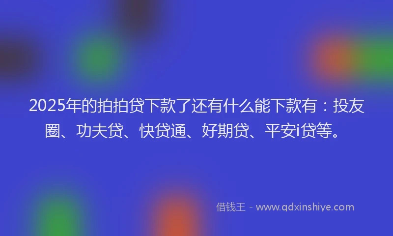 2025年的拍拍贷下款了还有什么能下款有：投友圈、功夫贷、快贷通、好期贷、平安i贷等。