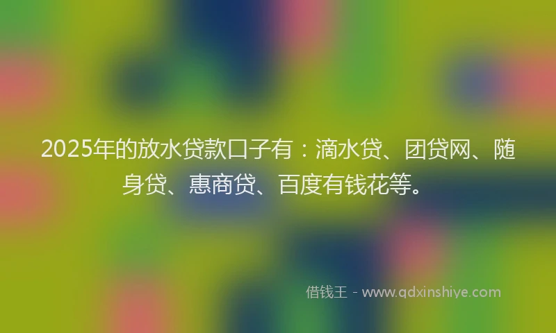 2025年的放水贷款口子有：滴水贷、团贷网、随身贷、惠商贷、百度有钱花等。