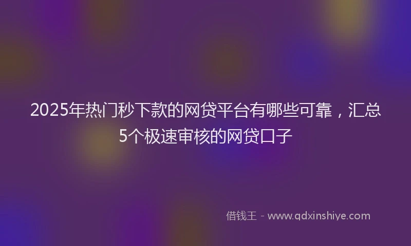 2025年热门秒下款的网贷平台有哪些可靠，汇总5个极速审核的网贷口子