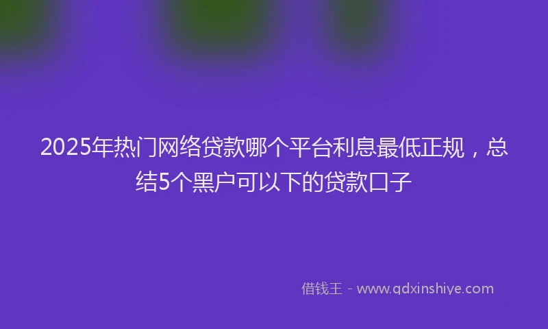 2025年热门网络贷款哪个平台利息最低正规，总结5个黑户可以下的贷款口子