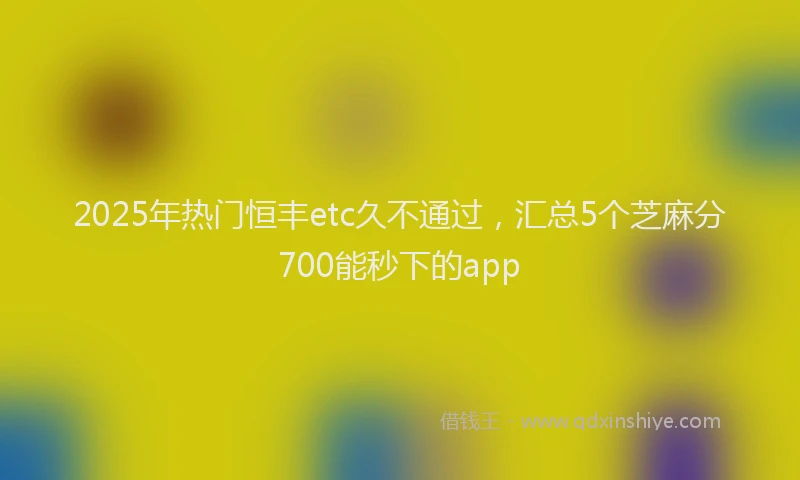 2025年热门恒丰etc久不通过，汇总5个芝麻分700能秒下的app