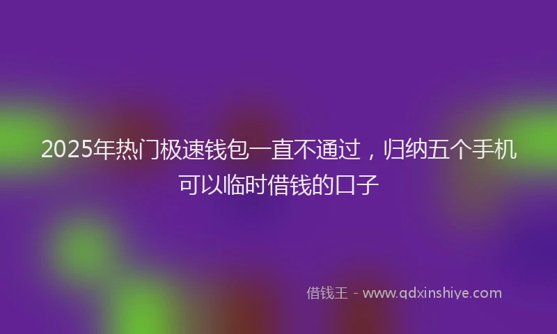 2025年热门极速钱包一直不通过，归纳五个手机可以临时借钱的口子