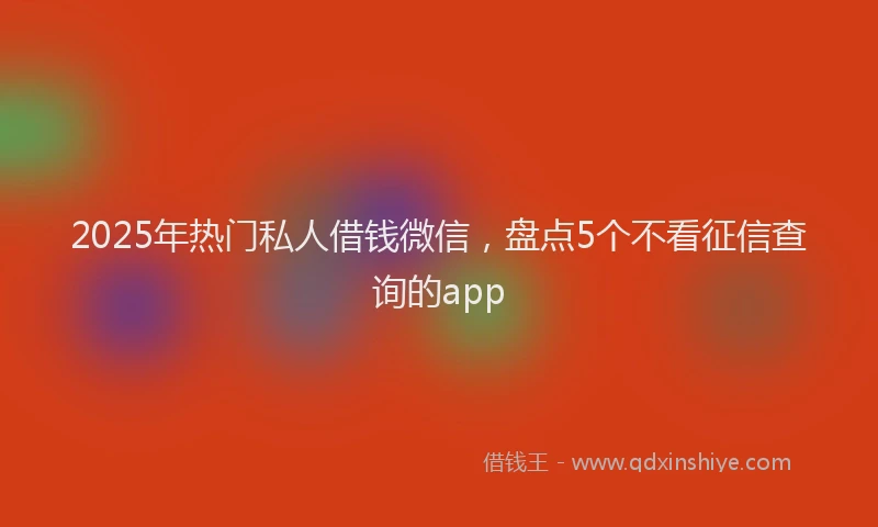 2025年热门私人借钱微信，盘点5个不看征信查询的app