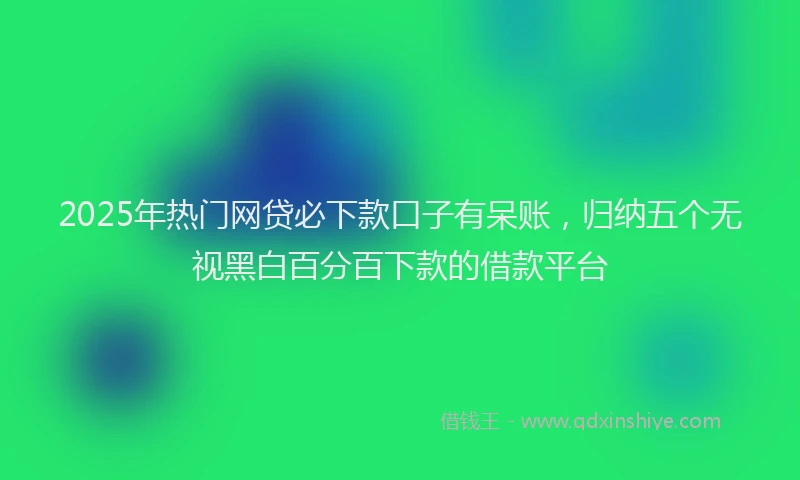 2025年热门网贷必下款口子有呆账，归纳五个无视黑白百分百下款的借款平台