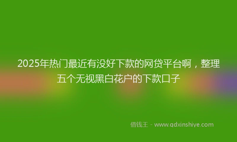 2025年热门最近有没好下款的网贷平台啊，整理五个无视黑白花户的下款口子