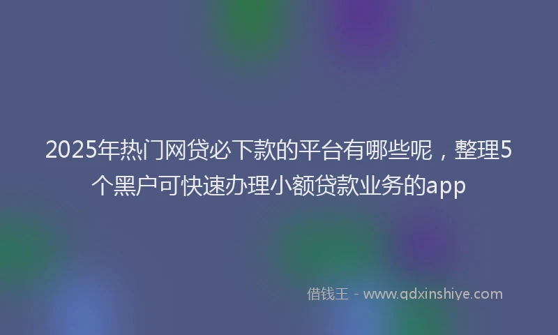 2025年热门网贷必下款的平台有哪些呢，整理5个黑户可快速办理小额贷款业务的app