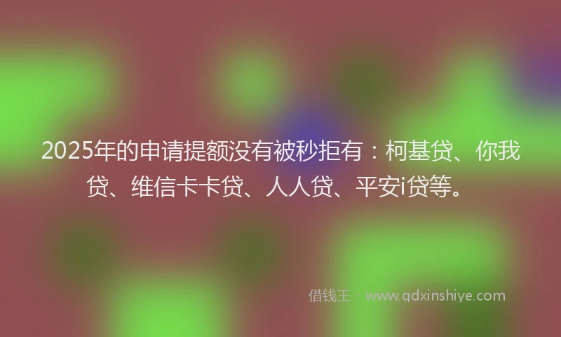 2025年的申请提额没有被秒拒有：柯基贷、你我贷、维信卡卡贷、人人贷、平安i贷等。