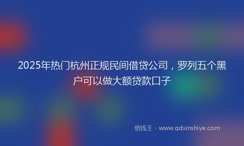 2025年热门杭州正规民间借贷公司，罗列五个黑户可以做大额贷款口子