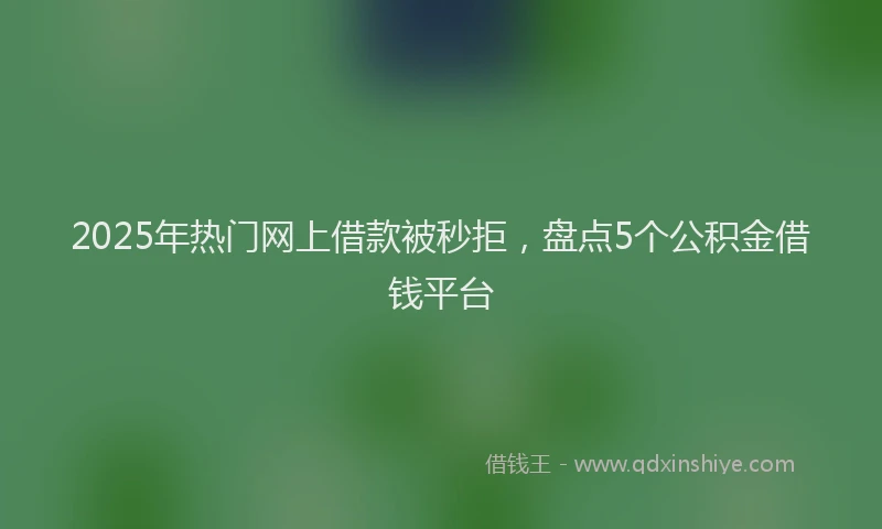 2025年热门网上借款被秒拒，盘点5个公积金借钱平台