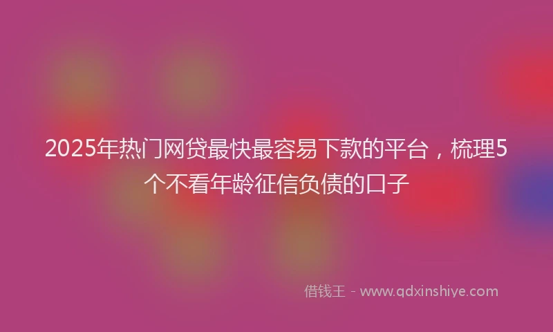 2025年热门网贷最快最容易下款的平台，梳理5个不看年龄征信负债的口子