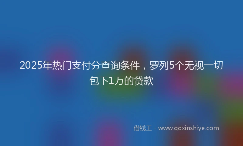 2025年热门支付分查询条件，罗列5个无视一切包下1万的贷款
