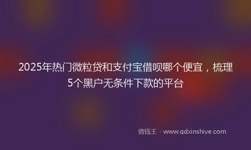 2025年热门微粒贷和支付宝借呗哪个便宜，梳理5个黑户无条件下款的平台