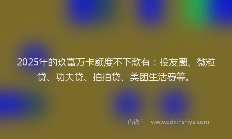 2025年的玖富万卡额度不下款有：投友圈、微粒贷、功夫贷、拍拍贷、美团生活费等。