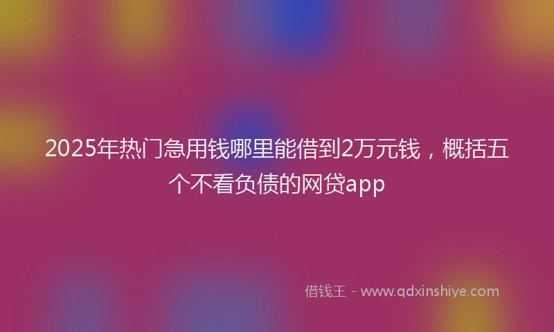 2025年热门急用钱哪里能借到2万元钱，概括五个不看负债的网贷app