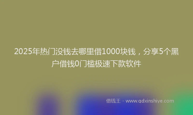 2025年热门没钱去哪里借1000块钱，分享5个黑户借钱0门槛极速下款软件