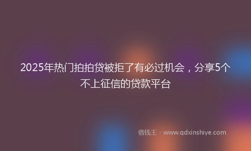 2025年热门拍拍贷被拒了有必过机会，分享5个不上征信的贷款平台